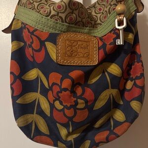 Fossil Navy and Olive Floral Shoulder Bag